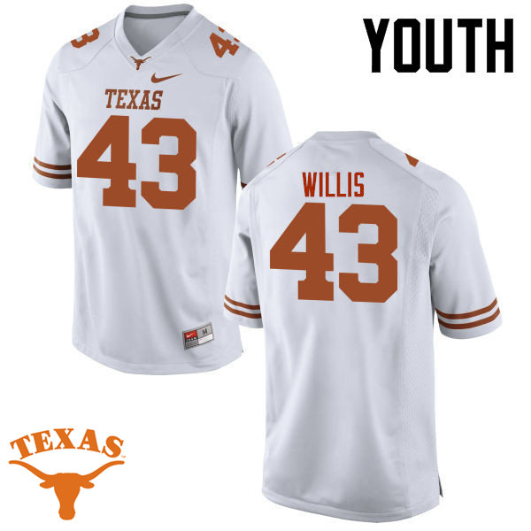 Youth #43 Robert Willis Texas Longhorns College Football Jerseys-White